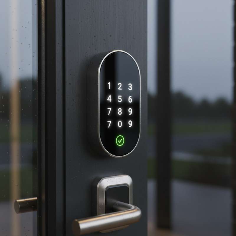 Système de contrôle d’accès par badge ou code sur une porte d’entrée